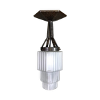 Art Deco Hanglamp Met Getrapte Glazen Kap, Jaren 30 thumbnail 1