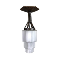 Art Deco Hanglamp Met Getrapte Glazen Kap, Jaren 30