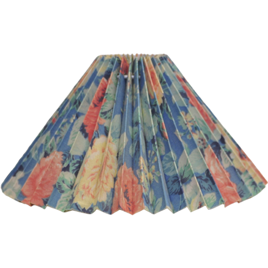 Vintage Plissé Lampenkap Felblauw Bloemen 1