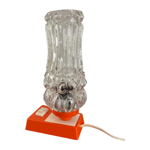 Vintage Oranje Bedlampje. Jaren 70 Mid Century Tafellamp