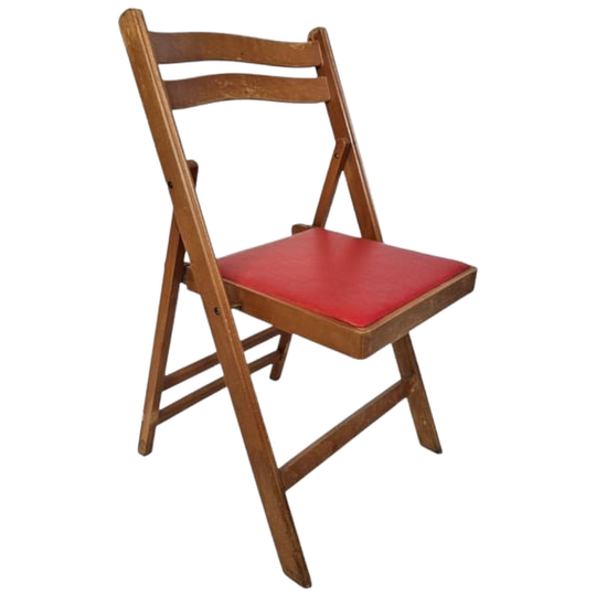 Vintage - 'folding Chair' - Klapstoel - Hout - Skai Leer - 60's 1