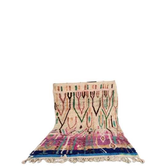 Vintage Boujaad Vloerkleed 300x200 Cm – Handgeknoopt Marokkaans Berber Tapijt – Crème Wol Met Kleurrijke Berber Symbolen 1