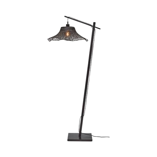 Good&mojo Vloerlamp Ibiza - Bamboe Zwart - 77x50x150cm 1