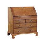 Antieke, Grote Engelse Eikenhouten Secretaire Eind 18e/begin 19e Eeuw Met Een Getrapt Interieur E thumbnail 1