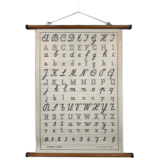 Antieke Linnen Schoolkaart ‘schoon Schrift’ – D’haese 1