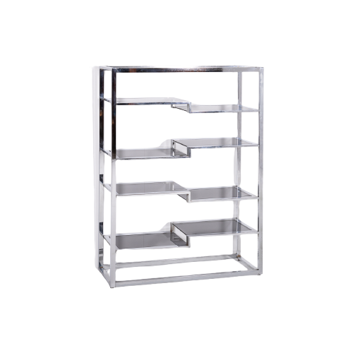 1970’S Vintage Italian Design Chromed Steel Bookcase/Display Cabinet