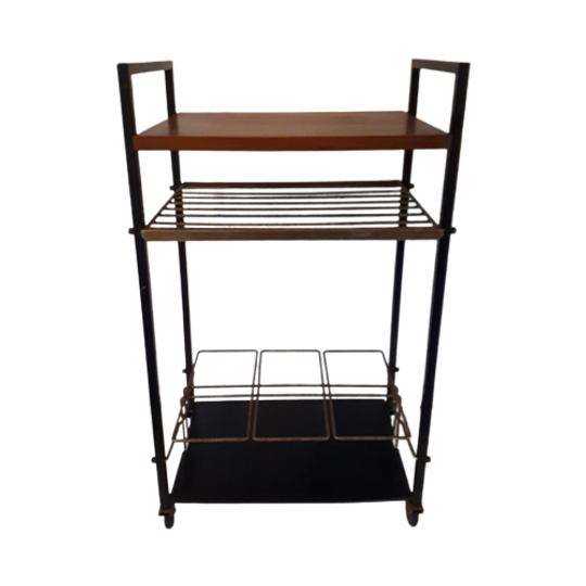 60's Vintage Barcart Drank Tafeltje Trolley Wijnrek 1