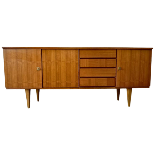 Xl Dressoir Vintage, Midcentury - Notenhout, 4 Lades, 2X Vak