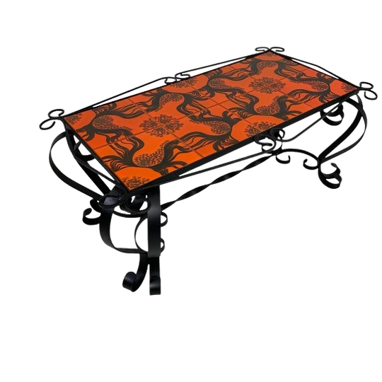 Vintage Tegeltafel, Salontafel Met 8 Tegels, Jaren 60 1