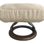 Poef Voetensteun Hocker Beige Crème Suede thumbnail 1