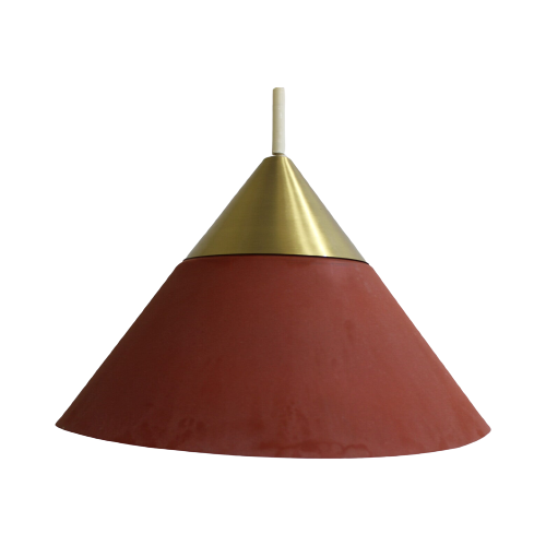 Vintage Metalen Hanglamp - Honsel Leuchten, Jaren '70 Rood, Goud | 01172