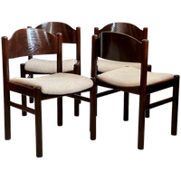 4 Donkerbruine Vintage Stoelen Jaren 70
