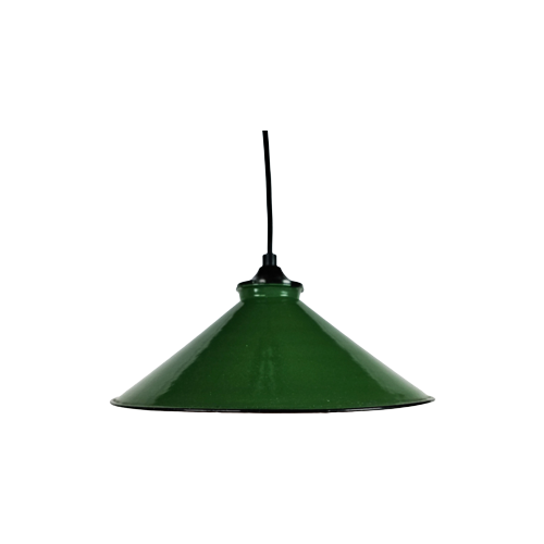 Industrieel - Hanglamp - Emaille - Groen - 3E Kwart 20E Eeuw