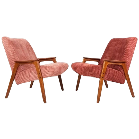 2 Vintage Fauteuils Roze Nieuw Gestoffeerd | Dames Fauteuils 1
