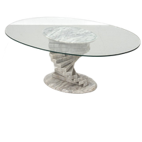 Salontafel Met Marmeren Voet En Glazen Blad 65063
