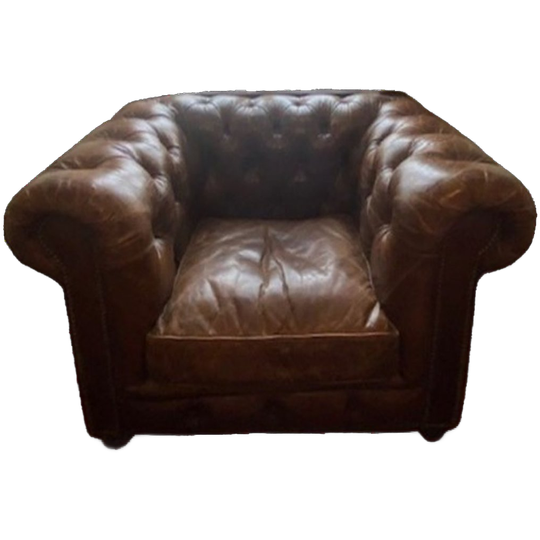Vintage Chersterfield Club Fauteuil Cognac Leer 1