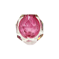 Caged And Diamond Cut Glass Pink And Clear Vase, 1980S