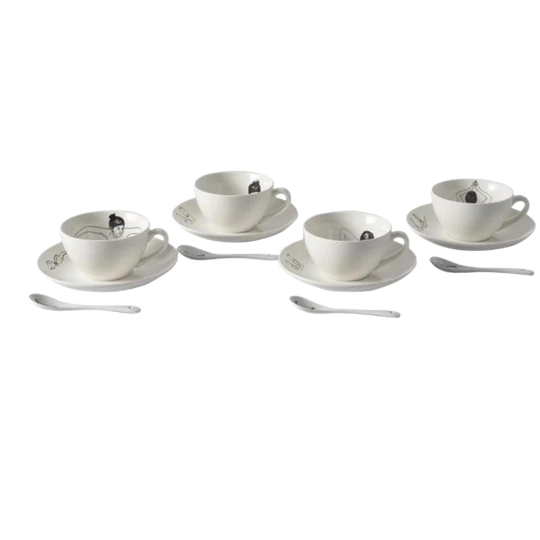 Pols Potten Theeset Undressed, 4 Kop En Schotels Met Lepels 1