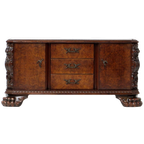 Uniek Dressoir In Notenhout Met Lades En Leeuwenpoten, 19e Eeuw thumbnail 1
