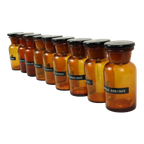 Echte Oude Apotheker Medische Flessen Potten Set Bruin Amber Glas thumbnail 1