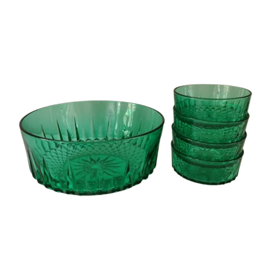 Groen Persglazen Schalen Set Van Arcoroc France Uit De Jaren '60 1