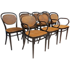 7x Vintage Rotan Stoelen, Model 215r, Thonet thumbnail 1