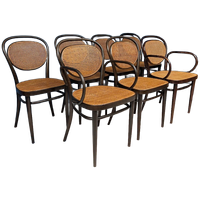 7x Vintage Rotan Stoelen, Model 215r, Thonet