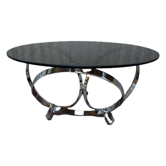 Vintage Ronde Chromen Salontafel Knut Hesterberg, 1960 Spage Age 1