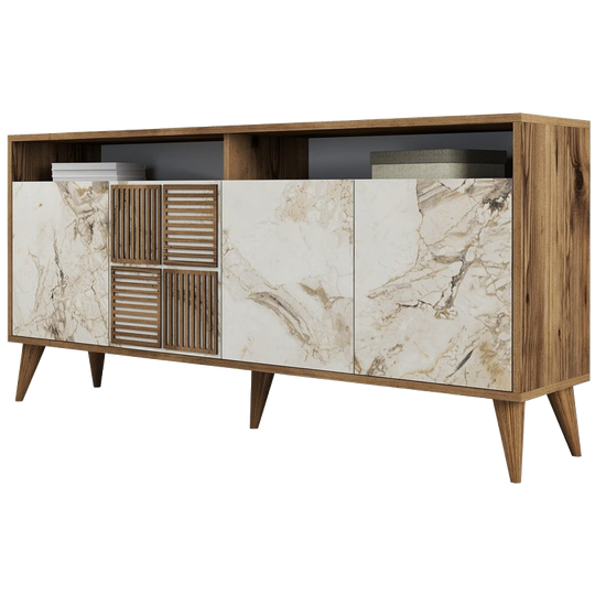 Evila | Originals Milan Dressoir Walnootbruin Marmerlook Wit 160cm 1