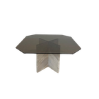 Vintage Marble And Smoked Glass Coffee Table thumbnail 1