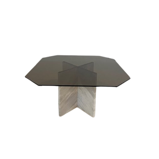 Vintage Marble And Smoked Glass Coffee Table 1