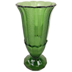 Donkergroene Art Deco Persglas Vaas thumbnail 1