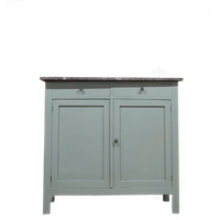 Groene Vintage Commode Met Grijs Marmeren Blad