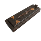 Zeldzaam Antieke Handgesneden Houten Doos Met Eetstokjes Uit India. thumbnail 1