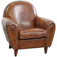 Stijlvolle Rundleren Fauteuil/ Armchair Met Mooie Ronde Vormen En Een Tijdloze Uitstraling