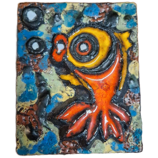 70's Keramieke Wandtegel Jaren 70 Wall Art Vis Tegel 1