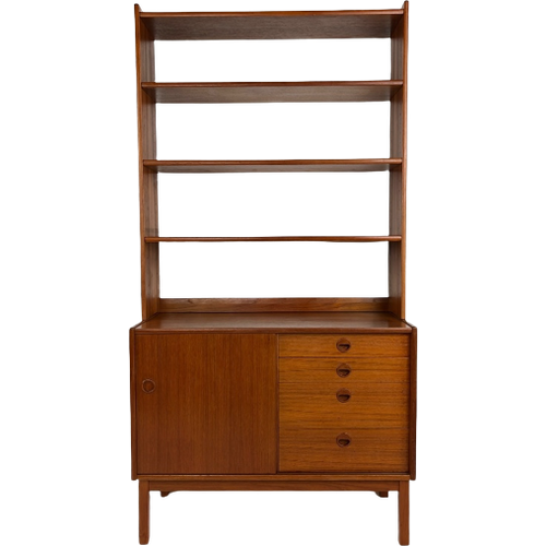 Scandinavisch Vintage Teak Fineren Boekenkast Edsbro