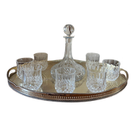 Whiskeyset – Karaf, 7 Glazen, Dienblad.