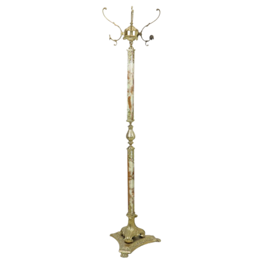 Hollywood Regency Kapstok Onyx En Messing Fifties 167cm 1