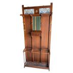 Art Deco Kapstok Eik Messing Met Facetspiegel thumbnail 1