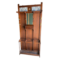 Art Deco Kapstok Eik Messing Met Facetspiegel