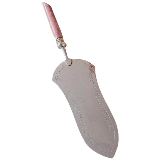 Vintage Taartschep Zilverkleurig Roze Handvat 1