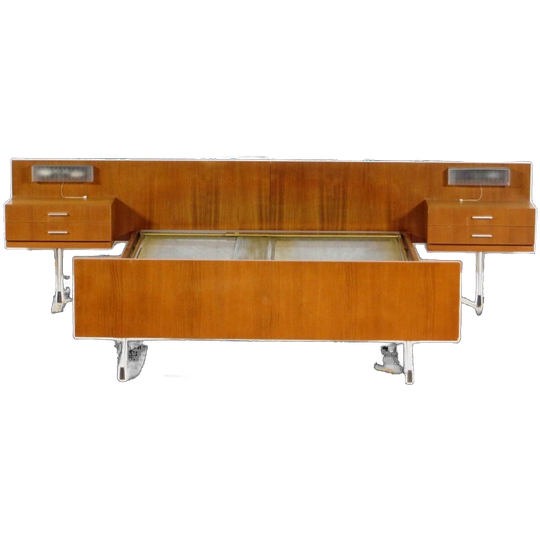 Vintage Mid Century Tweepersoons Bed Slaapkamer Set, 1960s 1