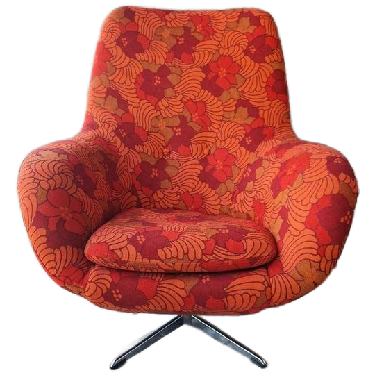 Vintage Draaifauteuil Opnieuw Bekleed Jaren 70 Draaistoel 1
