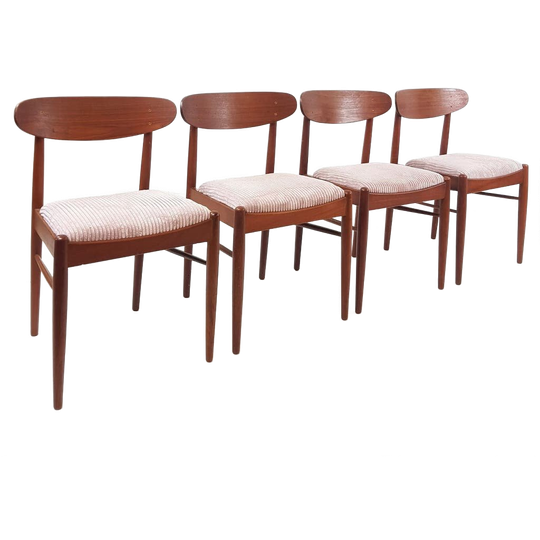 4 Vintage Stoelen Nieuw Gestoffeerd Licht Roze Rib 1