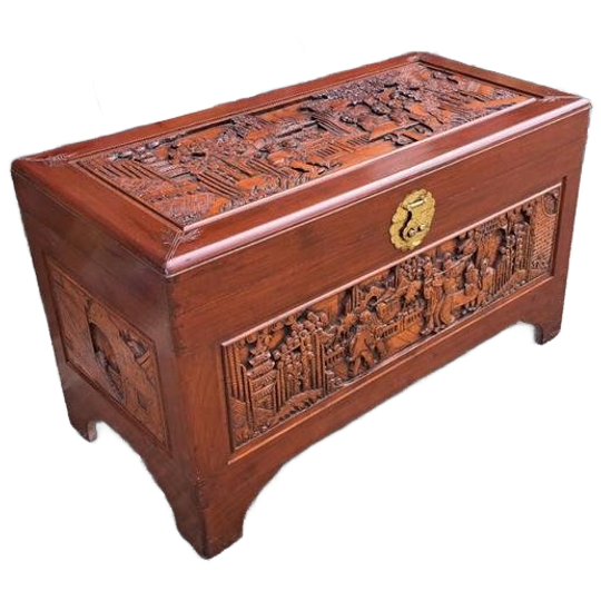 Chinese Houtsnijwerk Kist, Kamferkist, Dekenkist 1
