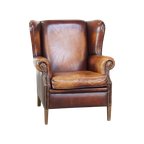 Comfortabele Schapenleren Oorfauteuil Met Een Geweldig Patina thumbnail 1