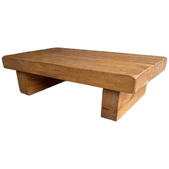 Brutalist Wabi Sabi Salontafel, Massief Eiken 1