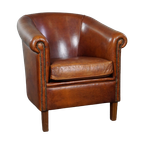 Schapenleren Clubfauteuil Met Een Prachtige Cognac Kleur thumbnail 1