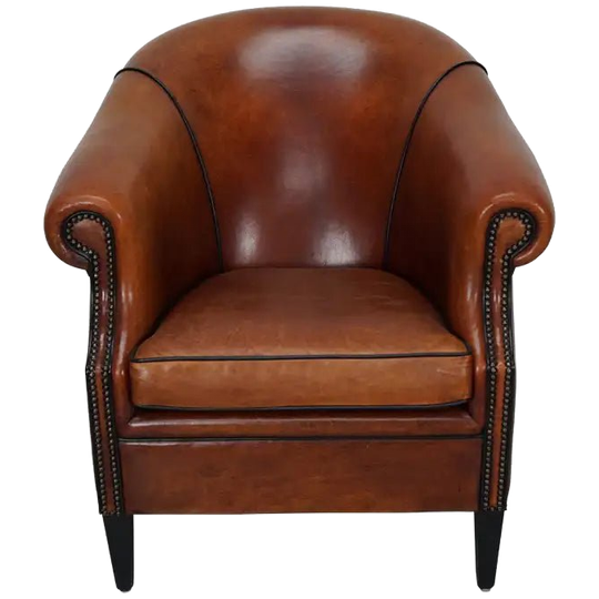 Vintage Dutch Cognac Colored Leather Club Chair 1